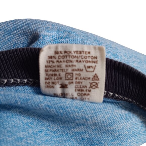 Single Stitch Vintage Men's T-shirt Medium Rayon Triblend Russell heather Blue M - Picture 3 of 7